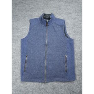 Overland Vest Mens Large Blue Wool Blend Full Zip Pockets High Neck